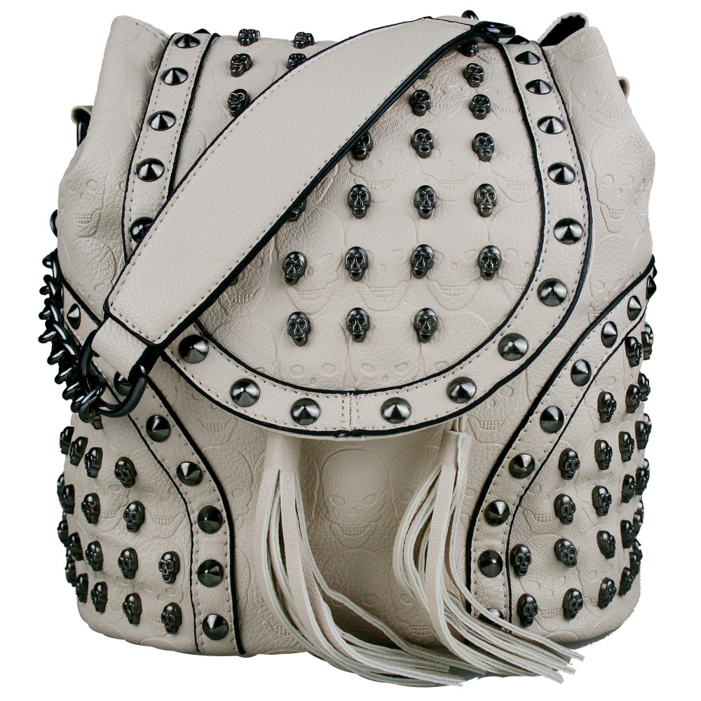 Prick Jabeth Wilson Genuine Skull Studded Backpack Shoulder Bag | UK Lederwaren