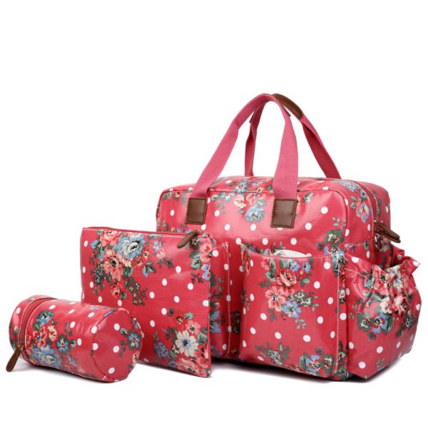 Maternity Baby Changing Bag Flower Polka Dot UK Lederwaren - Main Image